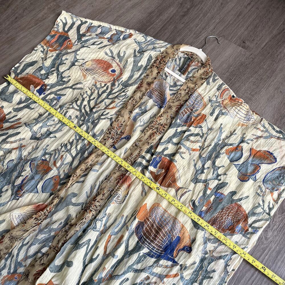 Aratta Silent Journey Ocean Breeze Kimono One Size Fish Coral Print Long Length - Picture 6 of 6